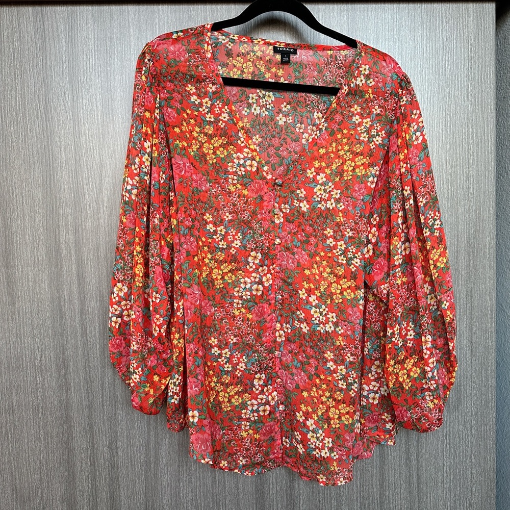 Float Floral Sheer Torrid Blouse 1X
